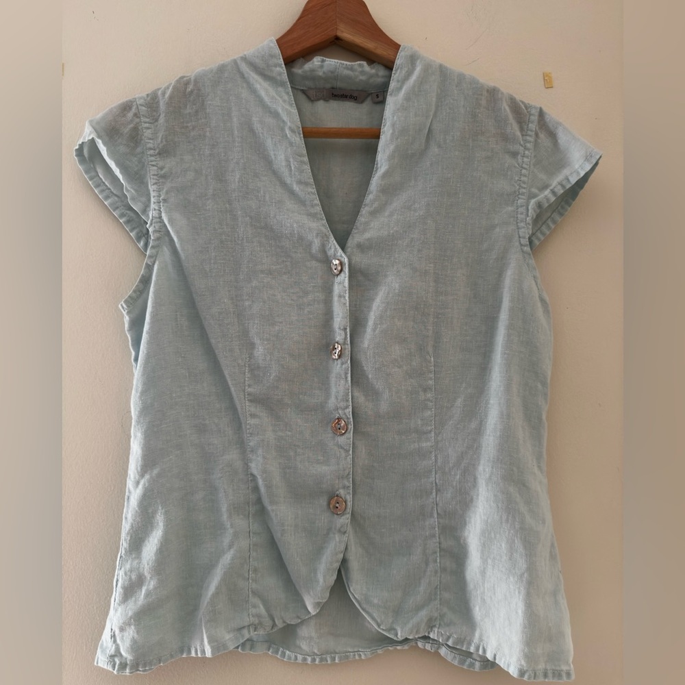 Light Blue Linen Top